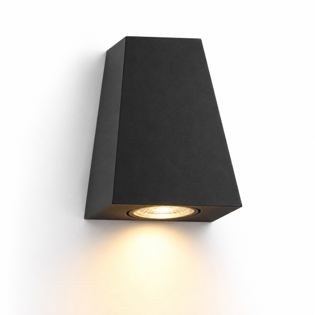 Lauko fasado sieninis šviestuvas, juodas, GU10, 1 × 35 W, IP54, WALL-017 