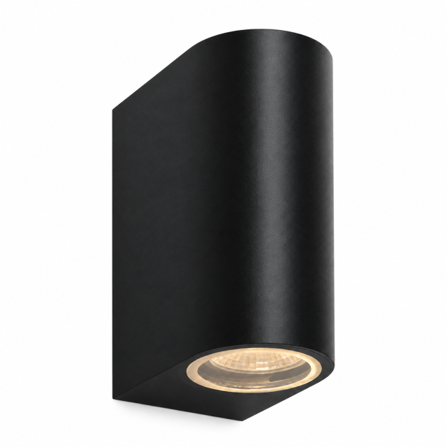Lauko sieninis šviestuvas, juodas, IP54, 2 × GU10