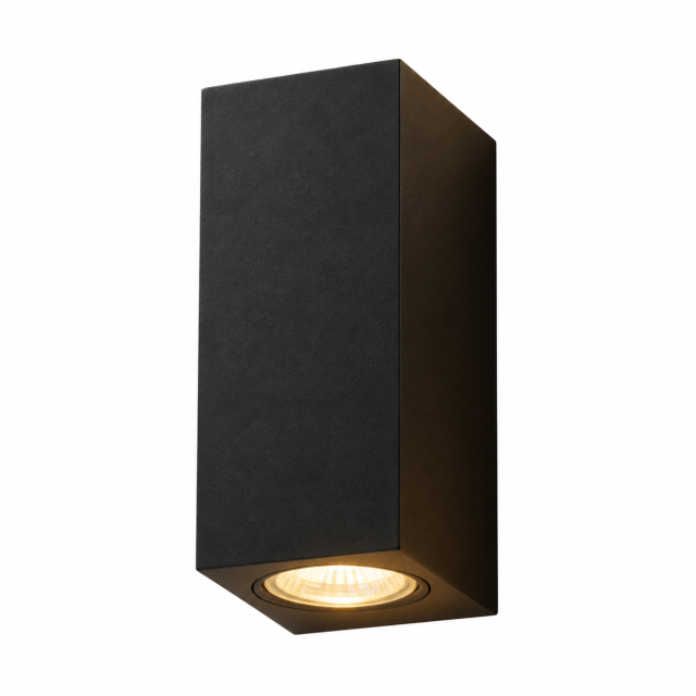 Lauko sieninis šviestuvas, juodas, stačiakampis, IP54, 2 × GU10, WALL-013