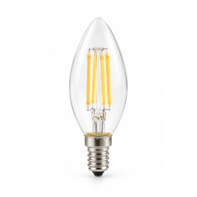 LED filamentinė žvakės formos lemputė E14, 4 W, 3000 K