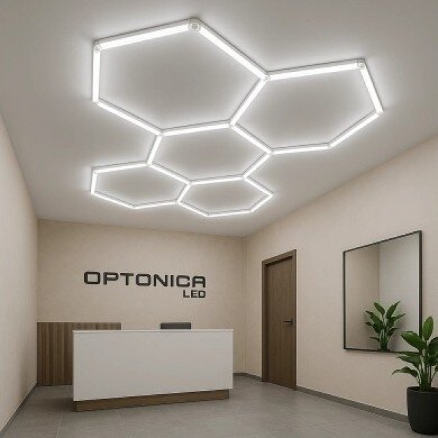 LED šviestuvas „Korys“ (hexagon), 5HEX, baltas, 192 W, CCT
