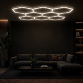 LED šviestuvas „Korys“ (hexagon), 8HEX, baltas, 280 W, CCT